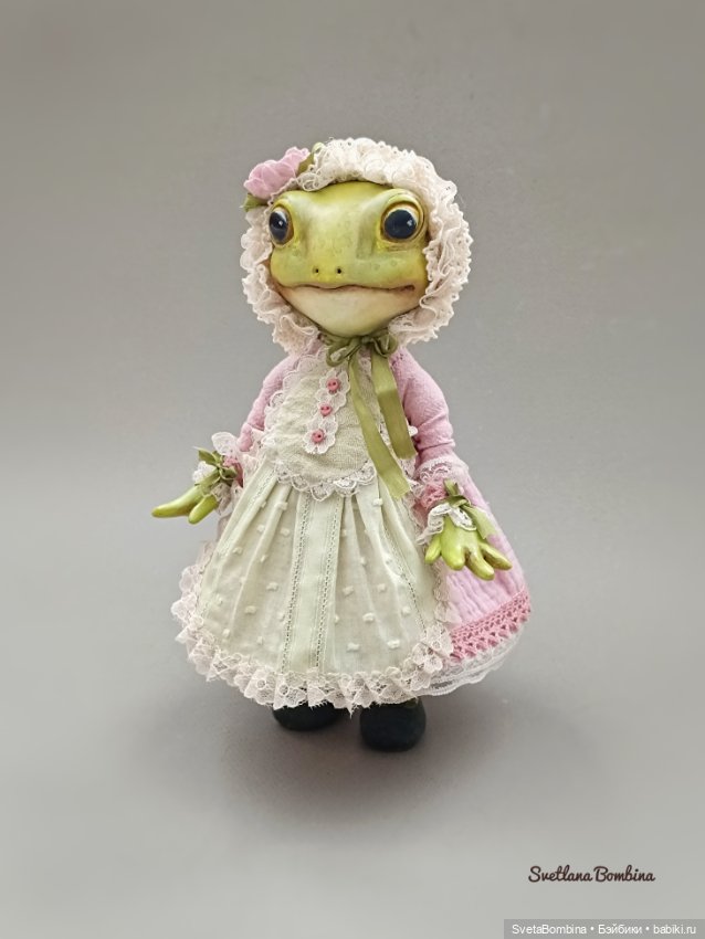 Лягушечка — Игрушки в смешанной технике (мех и глина): Арт (фото 9)