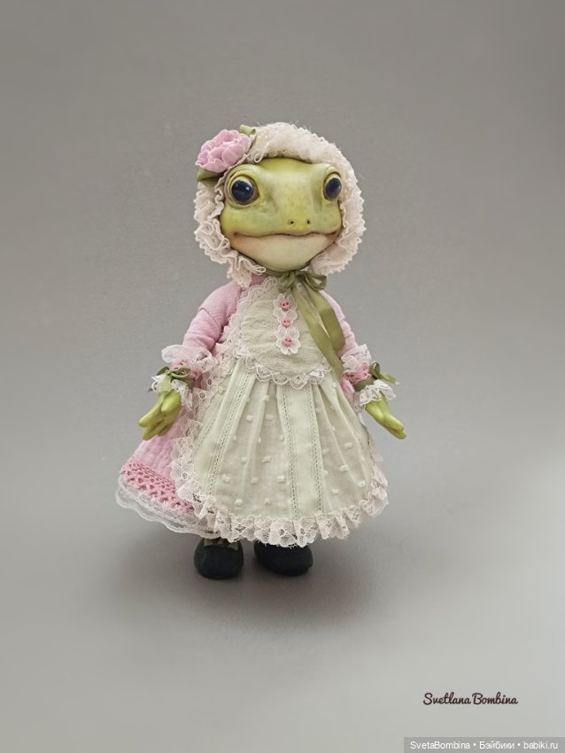 Лягушечка — Игрушки в смешанной технике (мех и глина): Арт