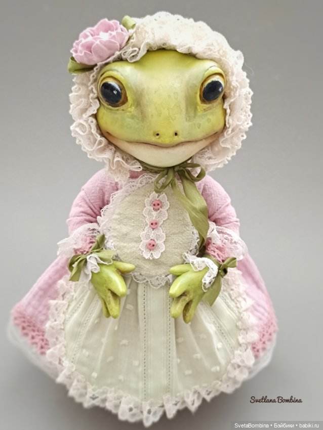 Лягушечка — Игрушки в смешанной технике (мех и глина): Арт (фото 2)