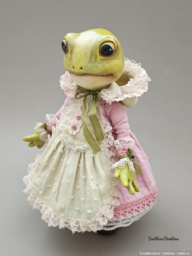 Лягушечка — Игрушки в смешанной технике (мех и глина): Арт (фото 3)