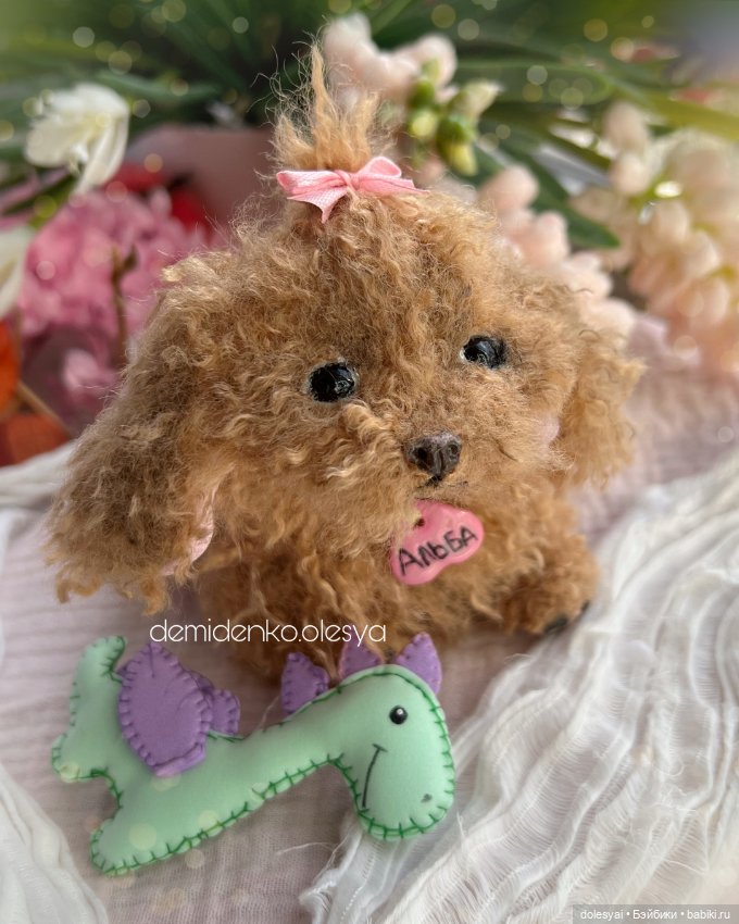 Щенок той пудель Альба 🩷 — Игрушки в смешанной технике (мех и глина): Арт