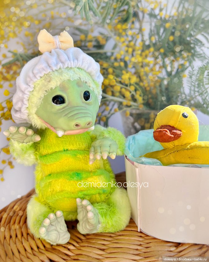 Крокодильчик Оливия 🫧💚 — Игрушки в смешанной технике (мех и глина): Арт (фото 2)