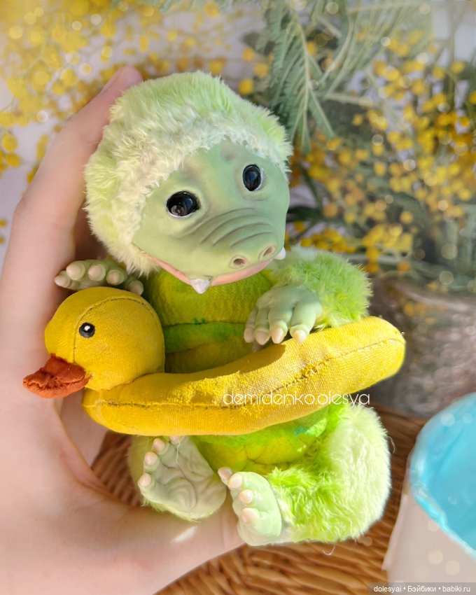 Крокодильчик Оливия 🫧💚 — Игрушки в смешанной технике (мех и глина): Арт (фото 5)