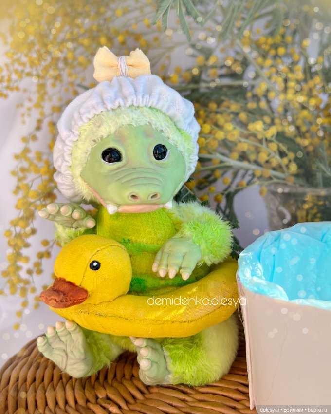 Крокодильчик Оливия 🫧💚 — Игрушки в смешанной технике (мех и глина): Арт (фото 4)