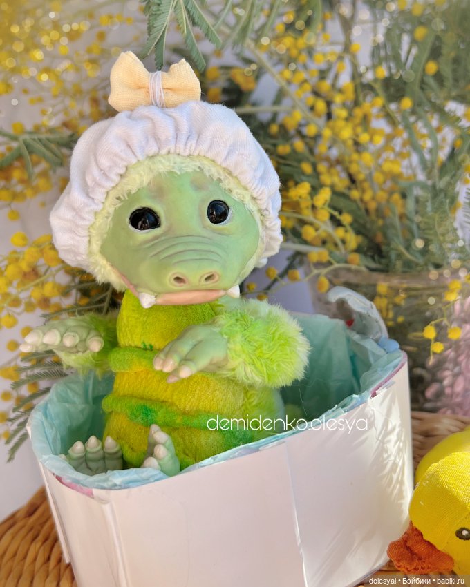Крокодильчик Оливия 🫧💚 — Игрушки в смешанной технике (мех и глина): Арт (фото 6)