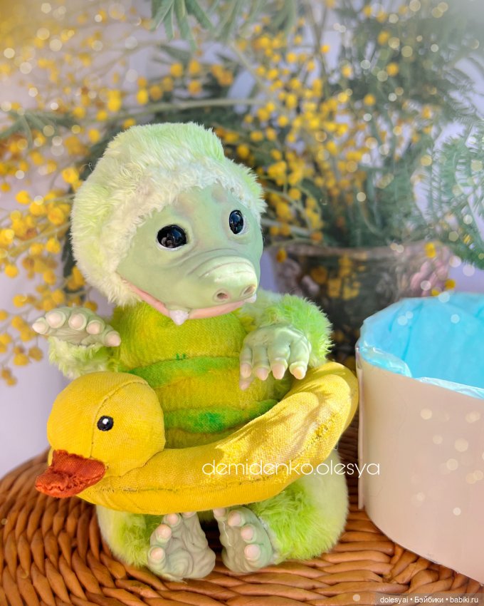 Крокодильчик Оливия 🫧💚 — Игрушки в смешанной технике (мех и глина): Арт (фото 3)