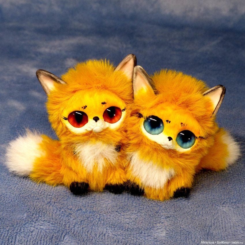 Лисички малышки — Игрушки в смешанной технике (мех и глина): Арт (фото 4)