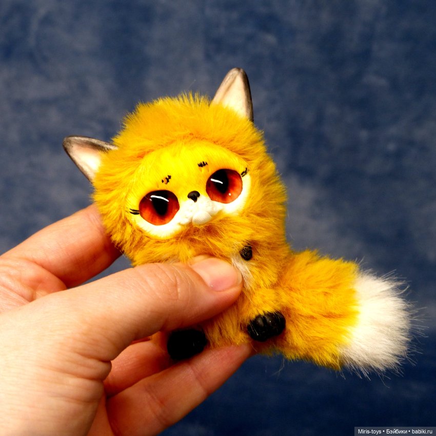 Лисички малышки — Игрушки в смешанной технике (мех и глина): Арт (фото 5)