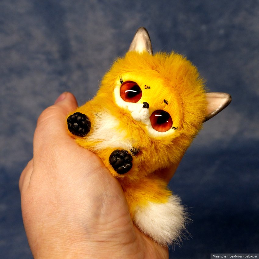 Лисички малышки — Игрушки в смешанной технике (мех и глина): Арт (фото 7)