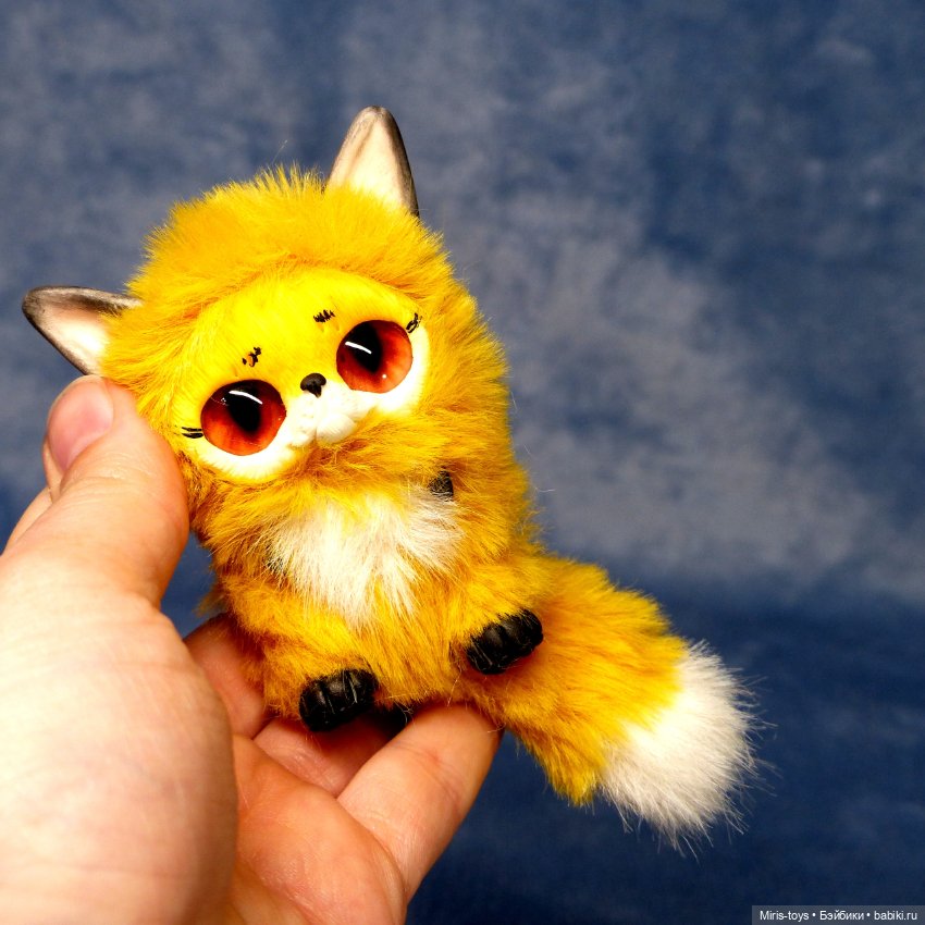 Лисички малышки — Игрушки в смешанной технике (мех и глина): Арт (фото 6)