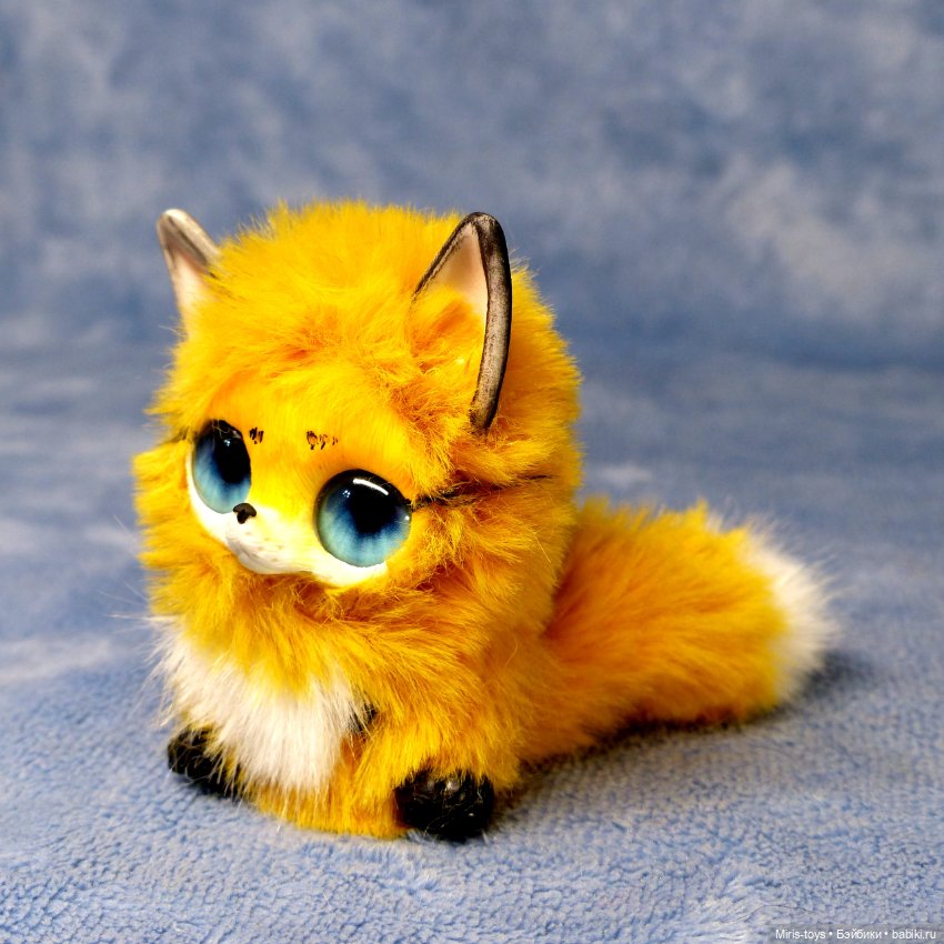 Лисички малышки — Игрушки в смешанной технике (мех и глина): Арт