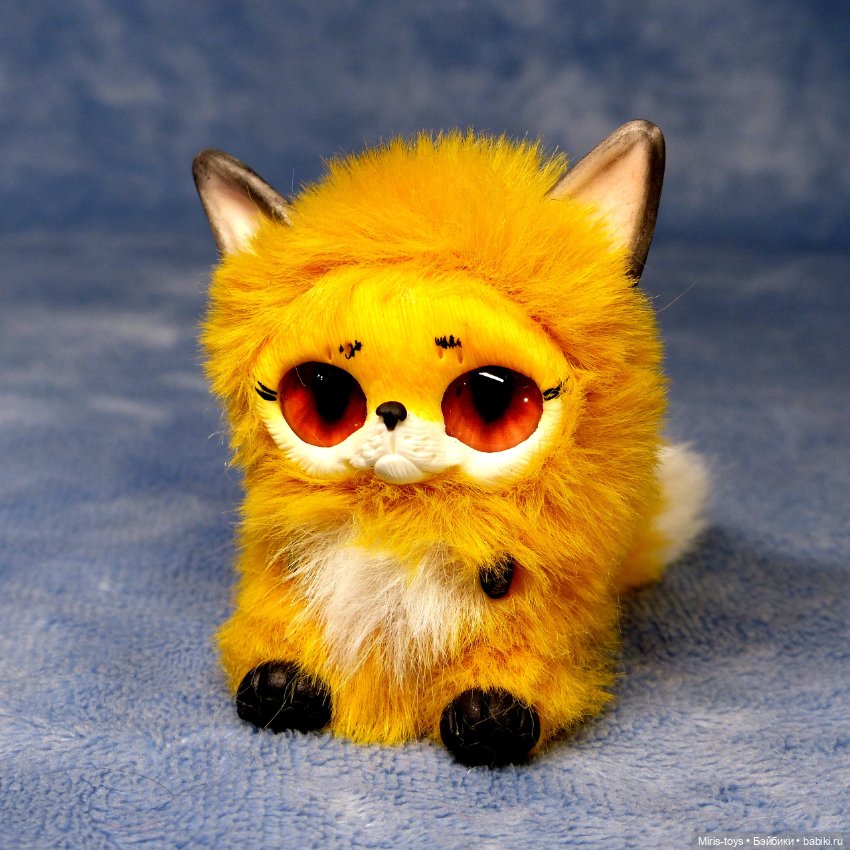 Лисички малышки — Игрушки в смешанной технике (мех и глина): Арт