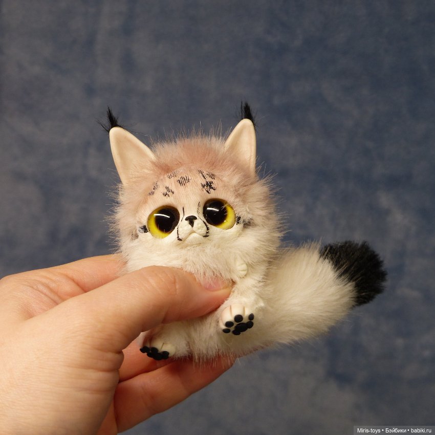 Рысята — Игрушки в смешанной технике (мех и глина): Арт