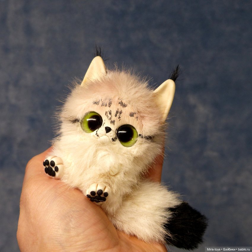 Рысята — Игрушки в смешанной технике (мех и глина): Арт