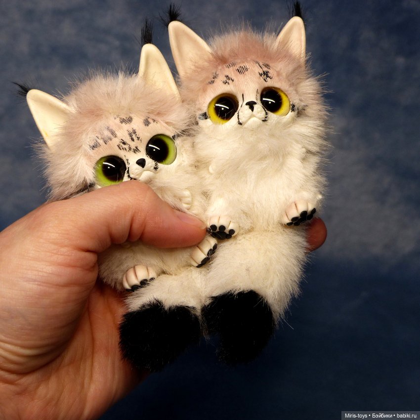 Рысята — Игрушки в смешанной технике (мех и глина): Арт (фото 2)
