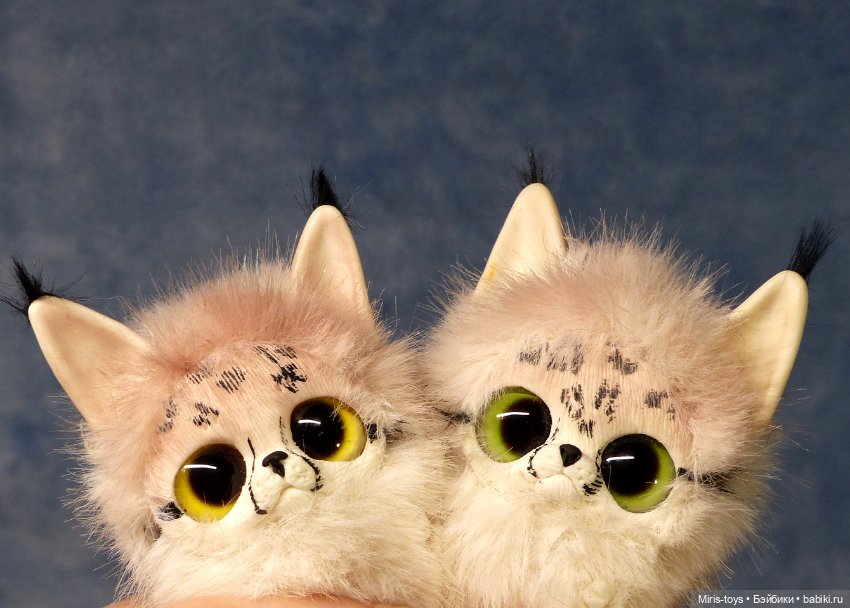 Рысята — Игрушки в смешанной технике (мех и глина): Арт