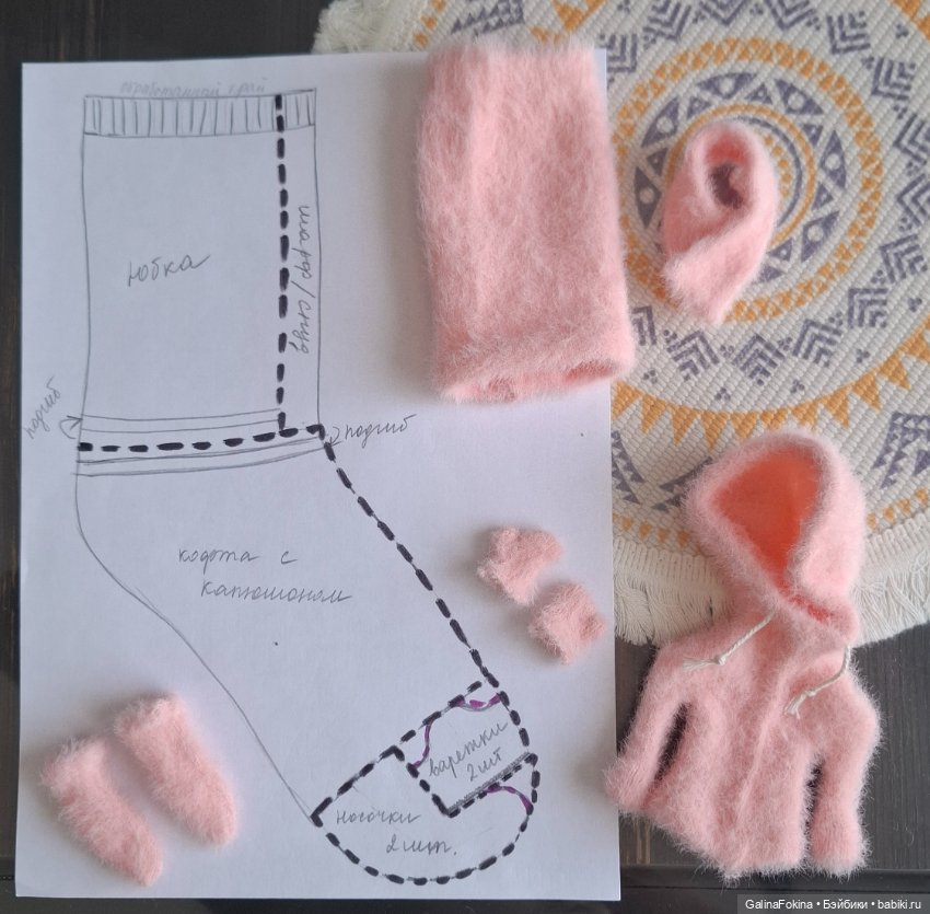 Раскрой одежды из пары пушистых носков (фото 6)
