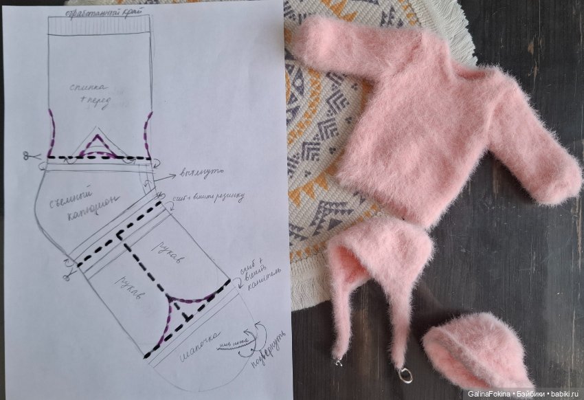 Раскрой одежды из пары пушистых носков (фото 3)