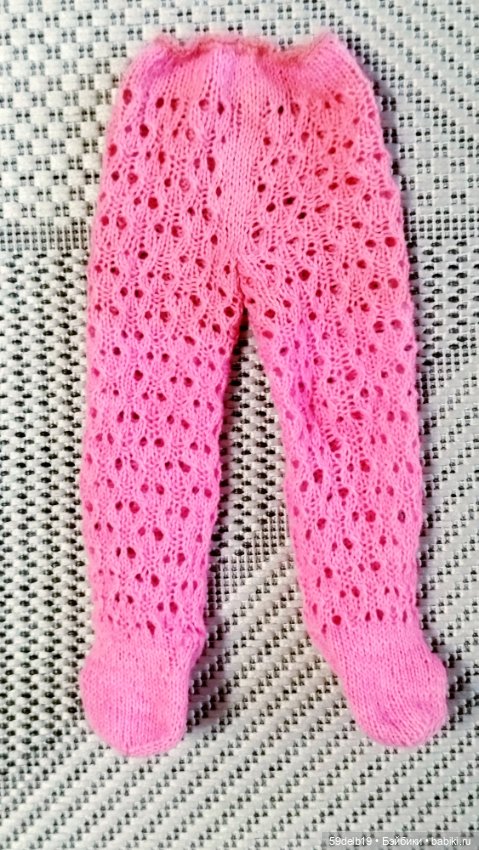 Вторые розовые ажурные колготки для Алисы готц 50 см с другим узором