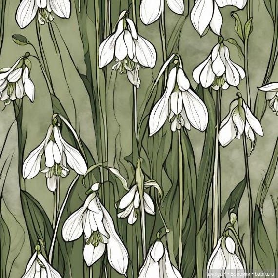 Подснежники - современные графика, линогравюры