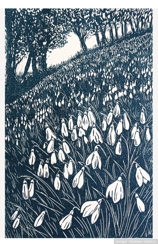 Подснежники - современные графика, линогравюры (фото 3)