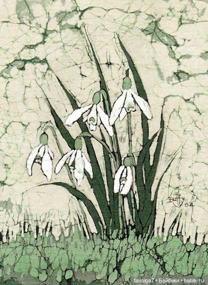 Подснежники - современные графика, линогравюры