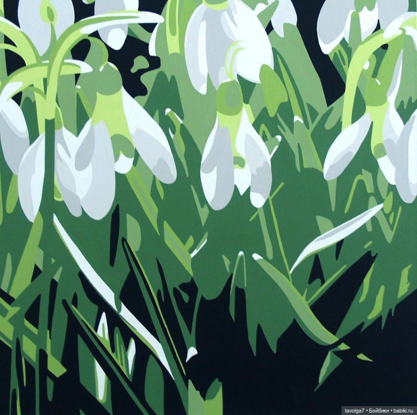 Подснежники - современные графика, линогравюры