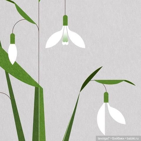 Подснежники - современные графика, линогравюры