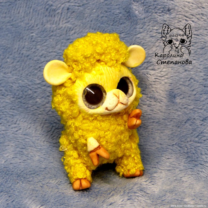 Веселые овечки — Игрушки в смешанной технике (мех и глина): Арт