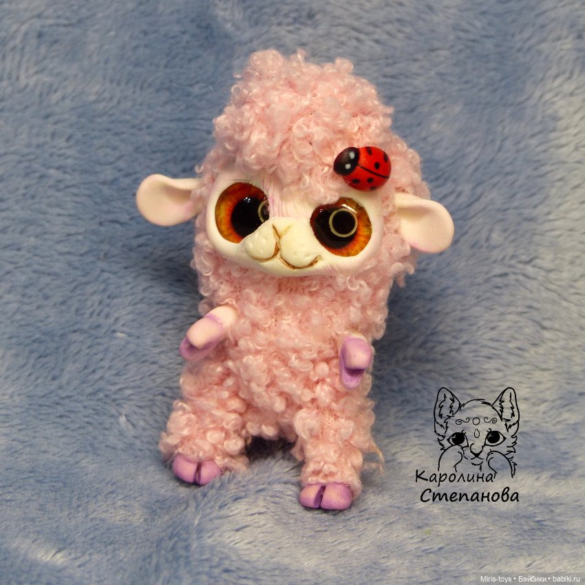 Веселые овечки — Игрушки в смешанной технике (мех и глина): Арт