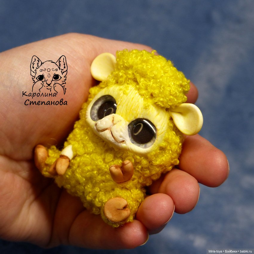 Веселые овечки — Игрушки в смешанной технике (мех и глина): Арт