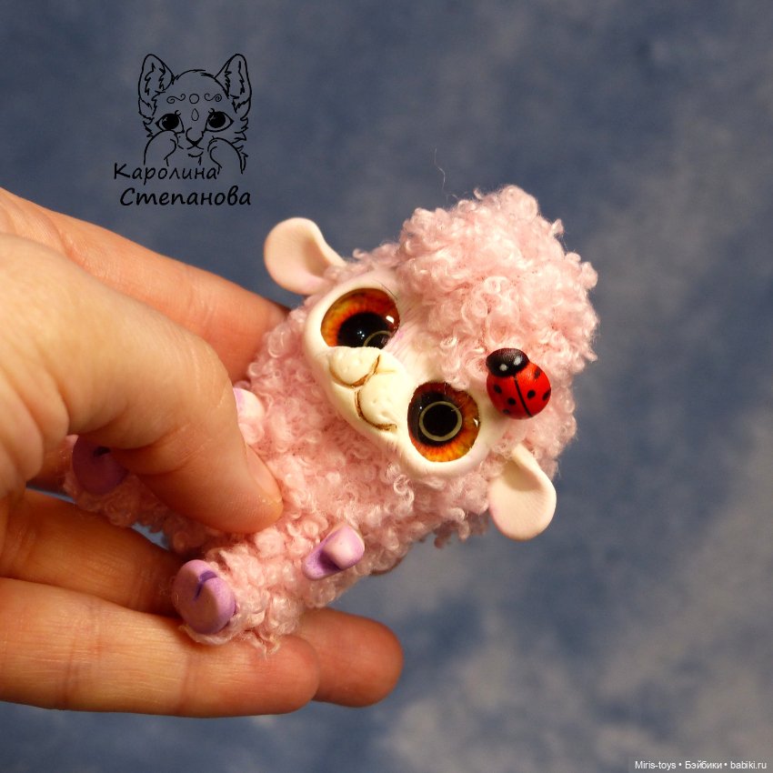 Веселые овечки — Игрушки в смешанной технике (мех и глина): Арт