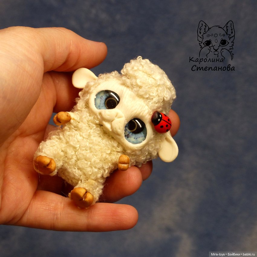 Веселые овечки — Игрушки в смешанной технике (мех и глина): Арт (фото 7)
