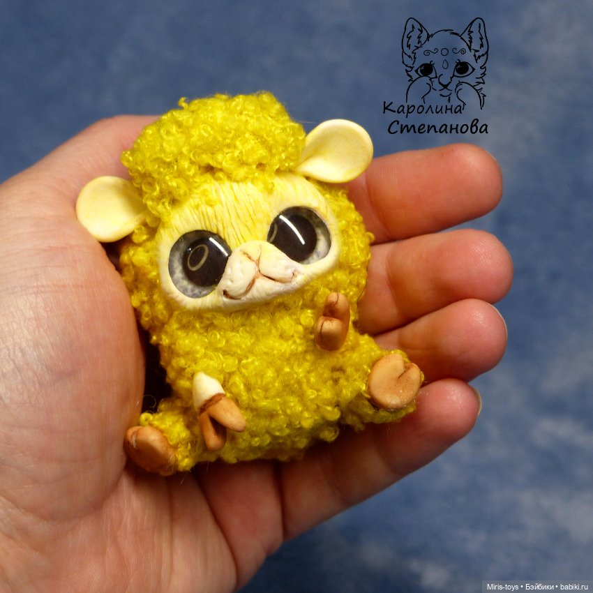 Веселые овечки — Игрушки в смешанной технике (мех и глина): Арт