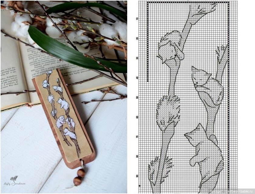 Верба - котики, вышивка, винтажные открытки