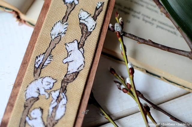 Верба - котики, вышивка, винтажные открытки