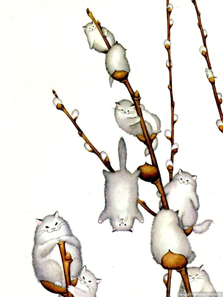 Верба - котики, вышивка, винтажные открытки