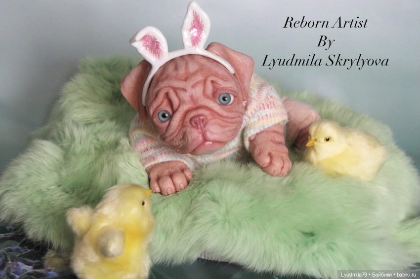 Готовимся к пасхе. Мопсик реборн (фото 2)