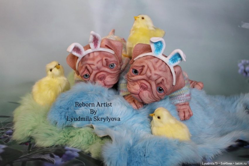 Готовимся к пасхе. Мопсик реборн