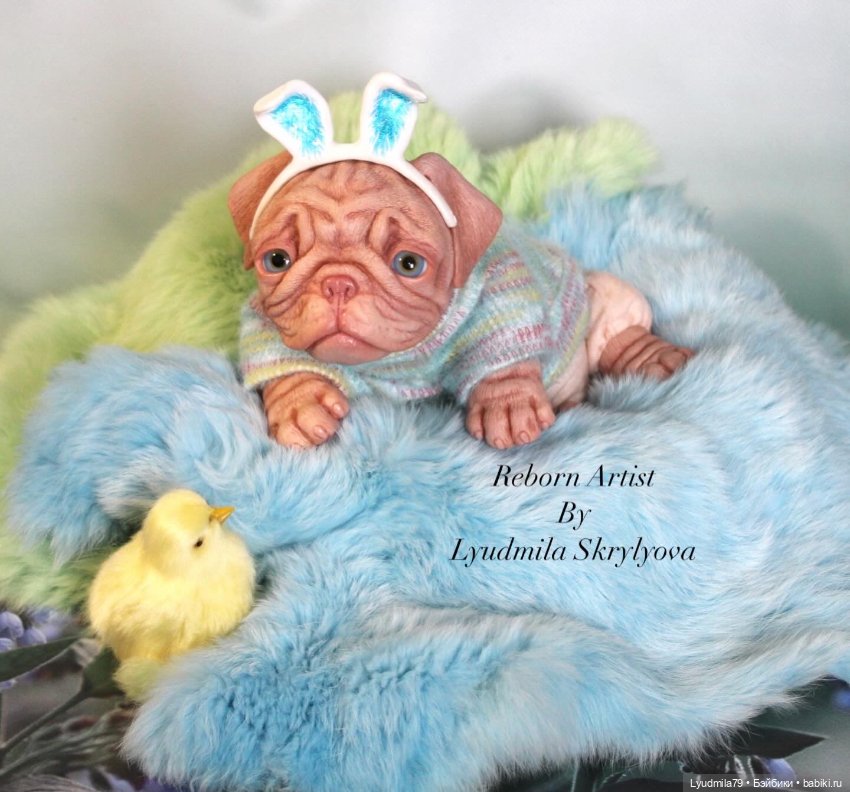 Готовимся к пасхе. Мопсик реборн (фото 7)