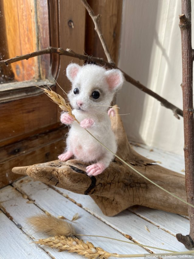 Мышь серая — Валяные игрушки из шерсти: сухое валяние (фото 5)