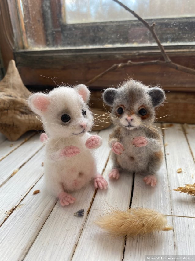 Мышь серая — Валяные игрушки из шерсти: сухое валяние (фото 3)