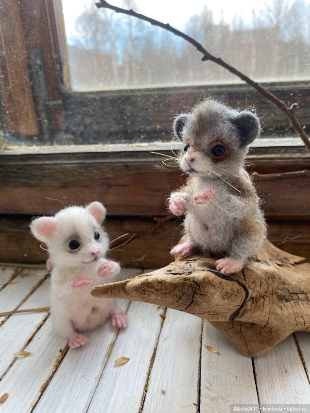 Мышь серая — Валяные игрушки из шерсти: сухое валяние (фото 4)