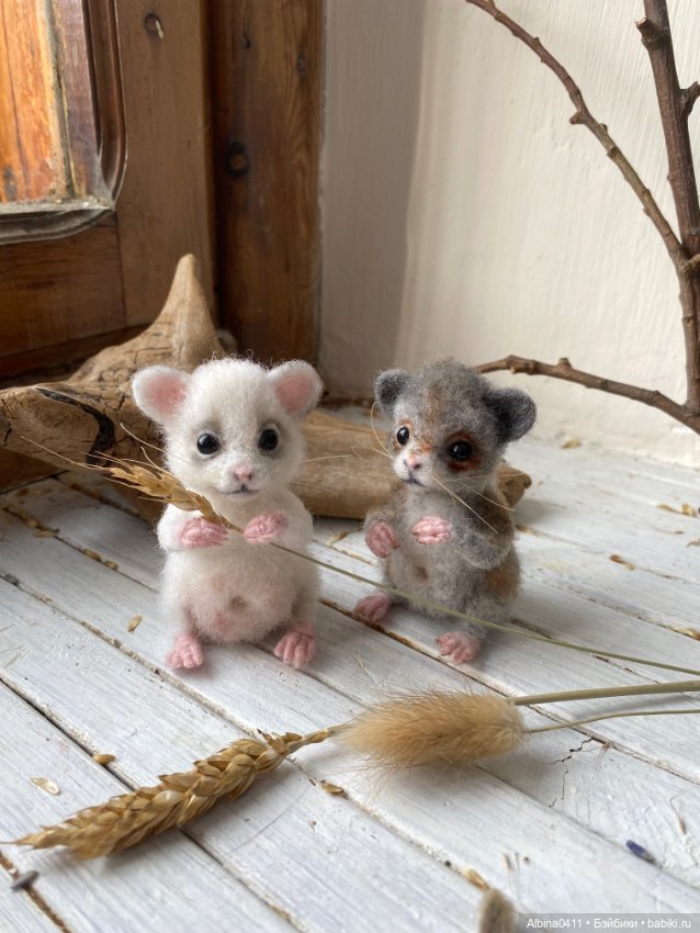 Мышь серая — Валяные игрушки из шерсти: сухое валяние (фото 2)