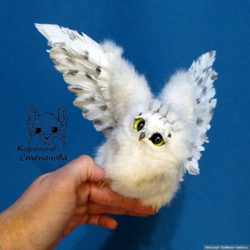 Полярный совенок — Игрушки в смешанной технике (мех и глина): Арт (фото 9)