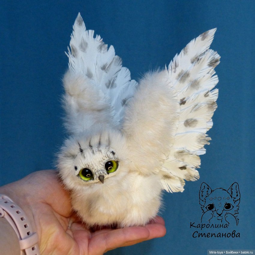 Полярный совенок — Игрушки в смешанной технике (мех и глина): Арт