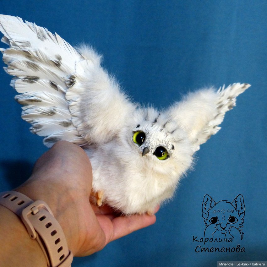 Полярный совенок — Игрушки в смешанной технике (мех и глина): Арт (фото 3)