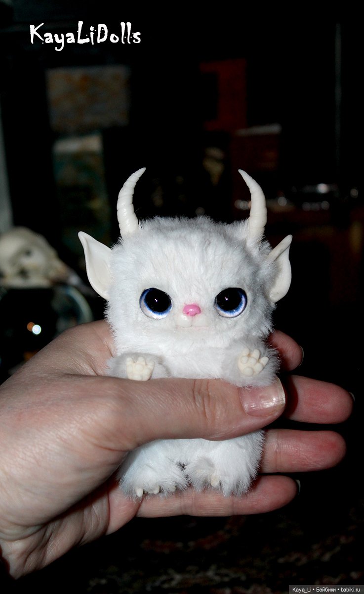 Котик, беленький — Игрушки в смешанной технике (мех и глина): Арт (фото 3)