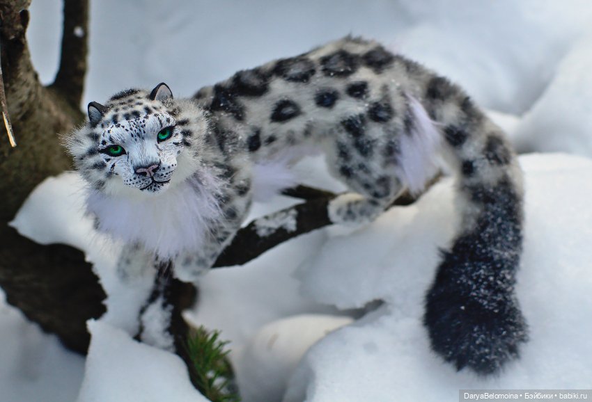 Снежный барс — Игрушки в смешанной технике (мех и глина): Арт (фото 3)