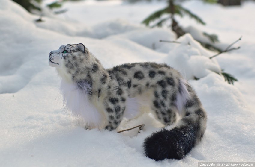 Снежный барс — Игрушки в смешанной технике (мех и глина): Арт